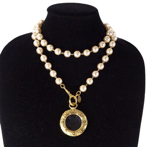 chanel cc pendant|long Chanel necklace with pearls.